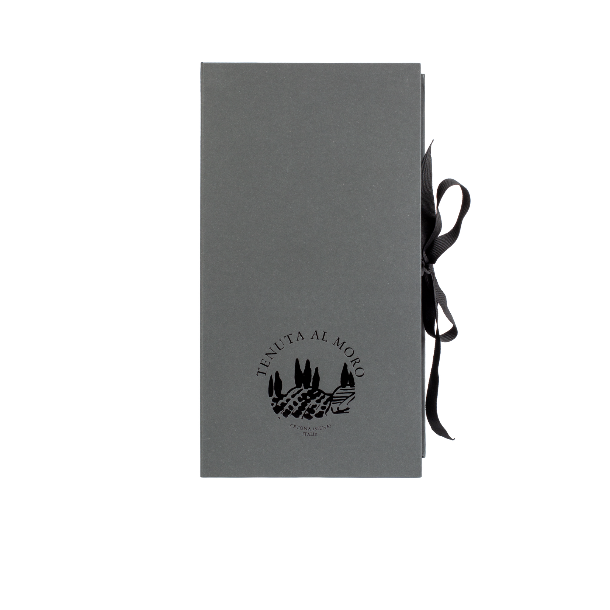 Estuche negro cerrado para dos botellas de Tenuta al Moro