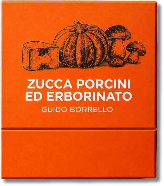 Estuche de calabaza, boletus y queso azul del chef Guido Borrello
